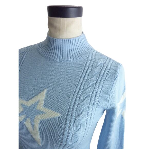NWT Perfect Moment Cable Merino Wool Sweater Blue Star S - Picture 5 of 8
